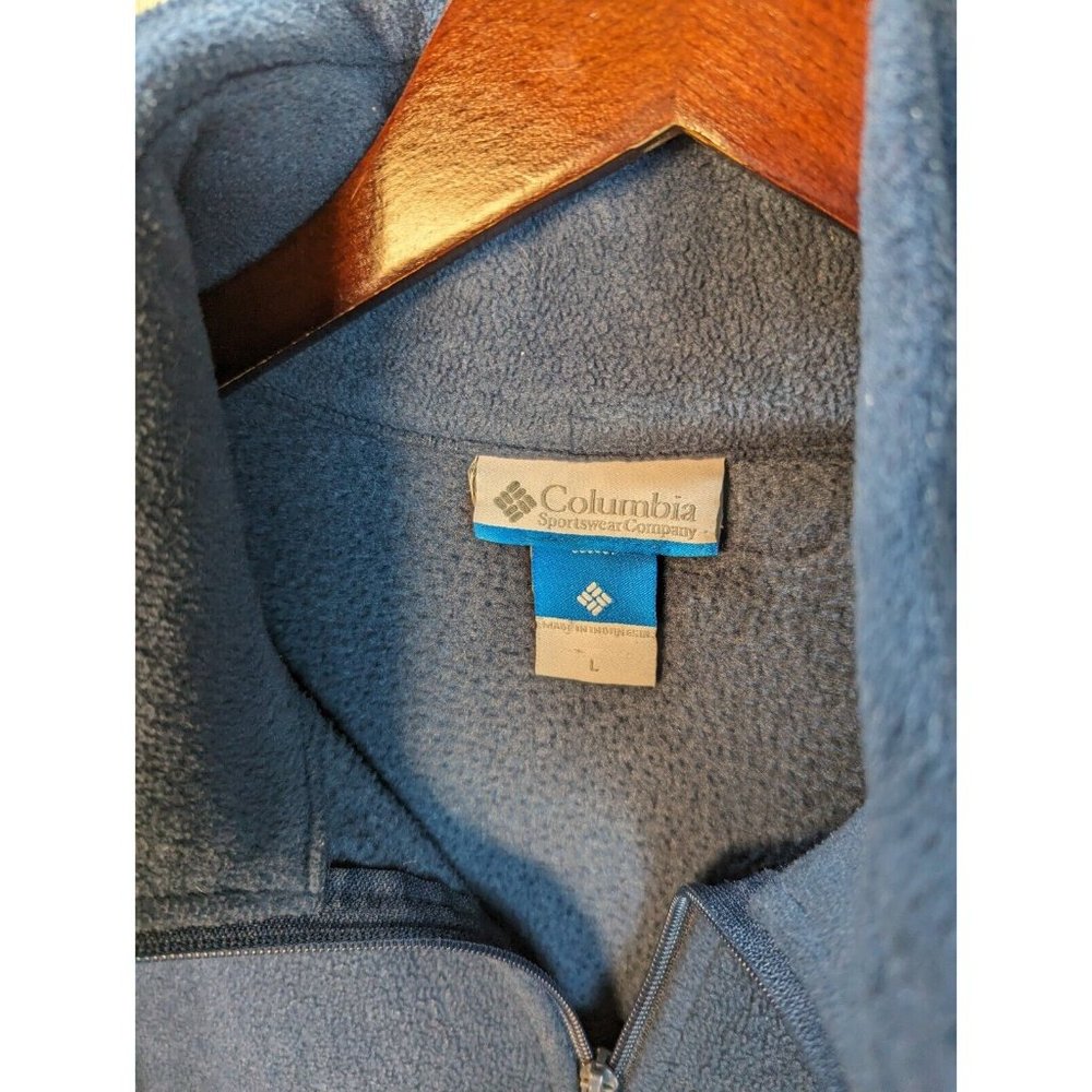 Columbia Fleece Jacket Mens Full Zip Size Large Blue Mock Neck Long Sleeve - Picture 3 of 6
